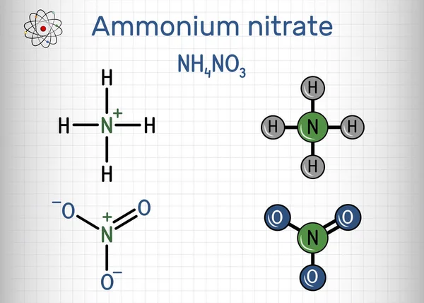 Ammoniumnitrat Nh4No3 Molekyle Det Ammoniumsalt Salpetersyre Bruges Til Gøre Gødning – Stock-vektor
