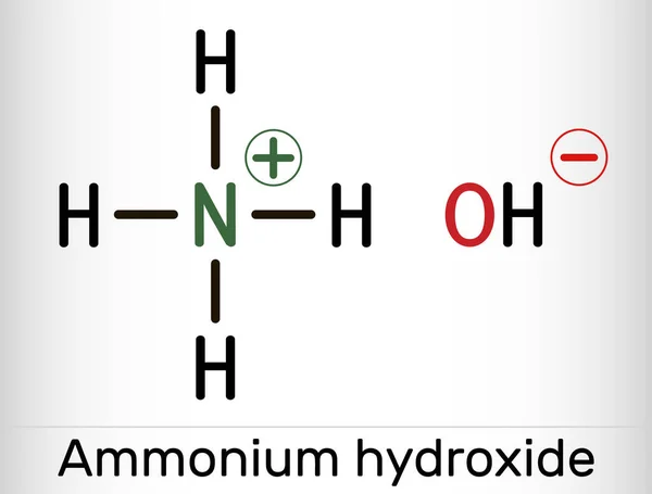 Ammonium Hydroxide Ammonia Solution Nh4Oh Molecule Skeletal Chemical Formula Vector — стоковый вектор