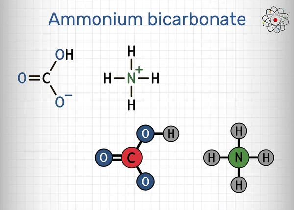 Ammonium Bicarbonate Bicarbonate Ammonia Ammonium Hydrogen Carbonate Molecule Food Additive — Vector de stock