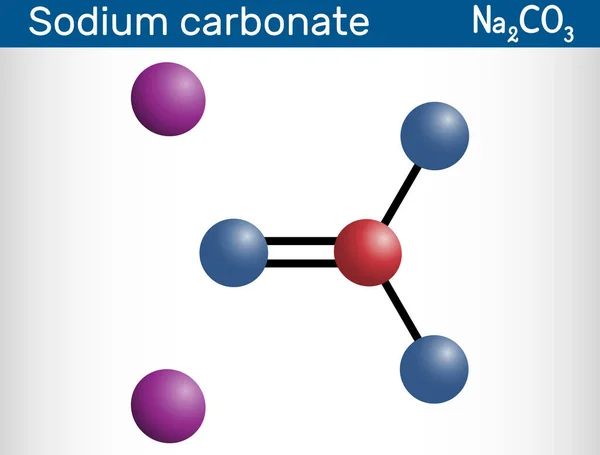Sodium Carbonate Na2Co3 Natrium Carbonate Washing Soda Soda Ash Molecule — Vetor de Stock