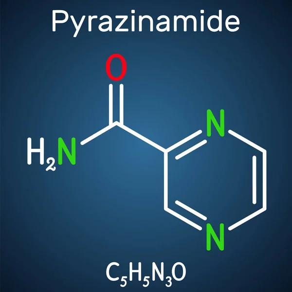 Pirazinamida Molécula Agente Antituberculoso Utilizado Como Componente Del Tratamiento Tuberculosis — Vector de stock