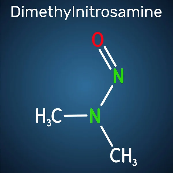 Nitrosodimetilamina Ndma Dimetilnitrosamina Molécula Dmn Carcinógeno Humano Veneno Fórmula Química — Vector de stock