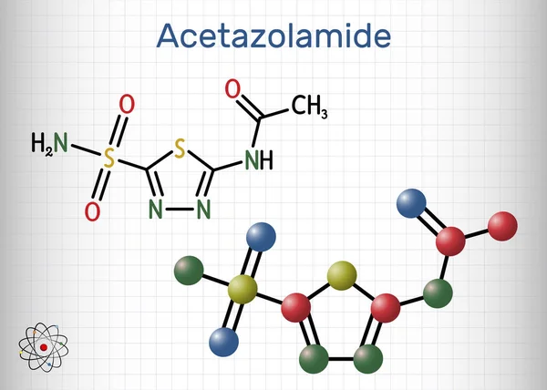Acetazolamida Molécula Inhibidor Anhidrasa Carbónica Utilizado Para Tratar Edema Insuficiencia — Vector de stock