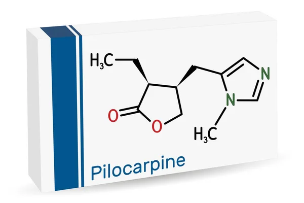 Molécula Pilocarpina Alcaloide Natural Utilizado Ojo Para Tratar Presión Intraocular — Vector de stock