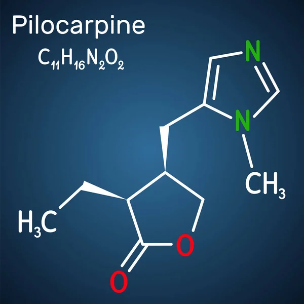 Molécula Pilocarpina Alcaloide Natural Utilizado Ojo Para Tratar Presión Intraocular — Vector de stock