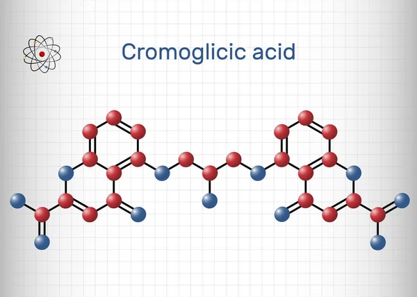 Ácido Cromoglicico Cromolina Cromoglicato Molécula Cromoglicato Medicação Histamínica Usada Para — Vetor de Stock