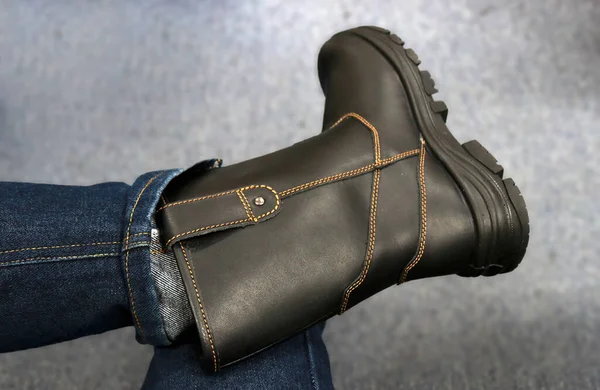 Braune Stiefel Für Arbeiter Zum Schutz Ihrer Füße Bei Der — Stockfoto