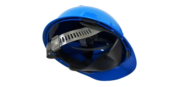 Modrá Bezpečnostní Helma Zavěšením Tuto Helmu Obvykle Nosí Stavební Dělníci — Stock fotografie