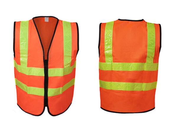 A glowing orange safety vest is used when working to avoid work accidents