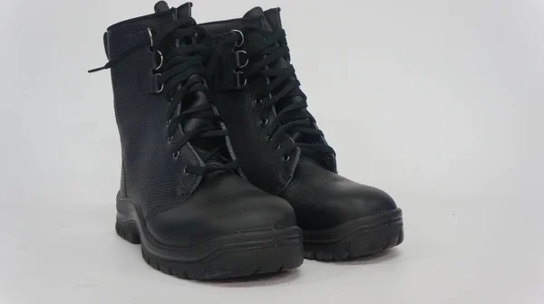 Cool Bottes Noires Hautes Pour Les Activités Quotidiennes Protéger Les — Photo