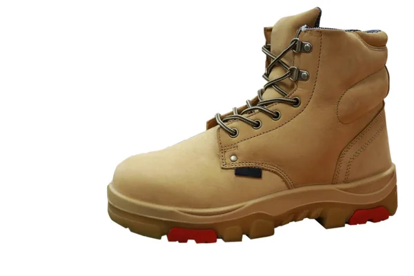 Mocca Colored Leather Shoes Mountaineers Workers Students Motorcyclists Safety Shoes - Stok İmaj