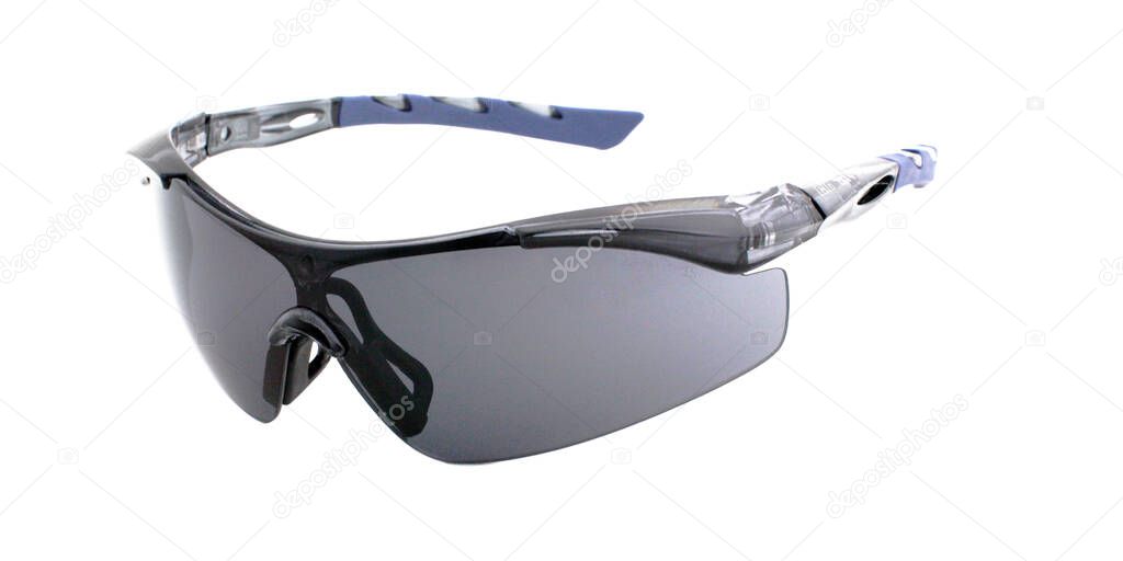 Anti-ultra violet (UV) black lens safety glasses protect the eyes from the sun and dust