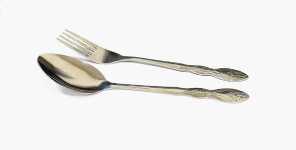 Spoon Fork Photo White Background — Stock Photo, Image