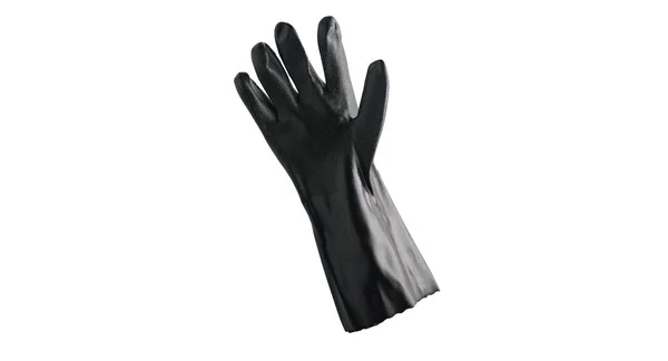 Black Rubber Gloves Protect Hands Liquid Chemicals — Zdjęcie stockowe