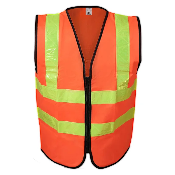 作業中の事故を避けるために 輝くオレンジ色の安全ベストを使用します — ストック写真