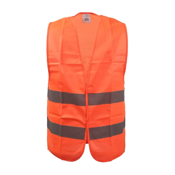 作業中の事故を避けるために 輝くオレンジ色の安全ベストを使用します — ストック写真