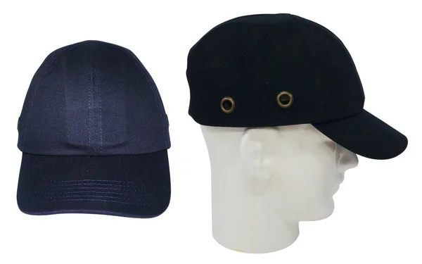 在白色背景上的黑色帽子的照片 用来保护头部 通常在太阳热 下雨的时候戴着 — 图库照片