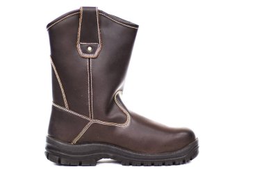 Kahverengi deri uzun çizmeler, bu ayakkabılar çok moda. Bu ayakkabılar ayakları korumak için ama moda olsun diye giyilebilir.