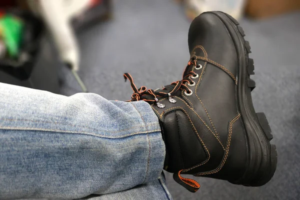 Leather Shoes Jeans Usually Worn Workers Students American Cowboys — Stockfoto