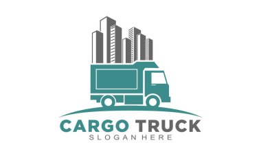 Kargo kamyonu teslimat illüstrasyon vektör logosu