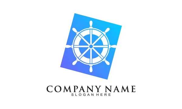 Logotipo Ícone Volante Navio — Vetor de Stock