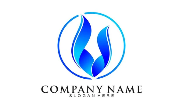 Fogo Azul Design Logotipo Elegante —  Vetores de Stock