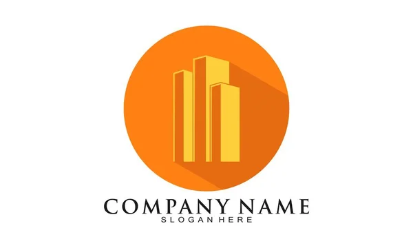 Orange Office Building Icon Logo — 스톡 벡터