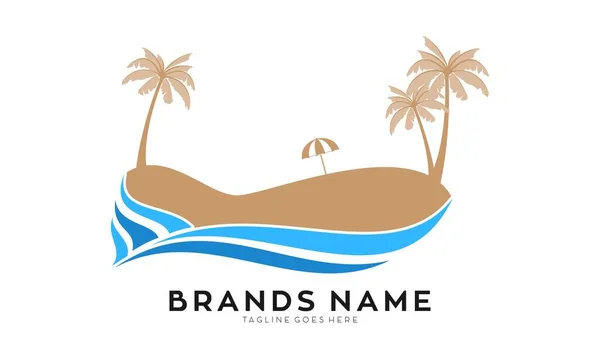 Beach and wave illustration logo design
