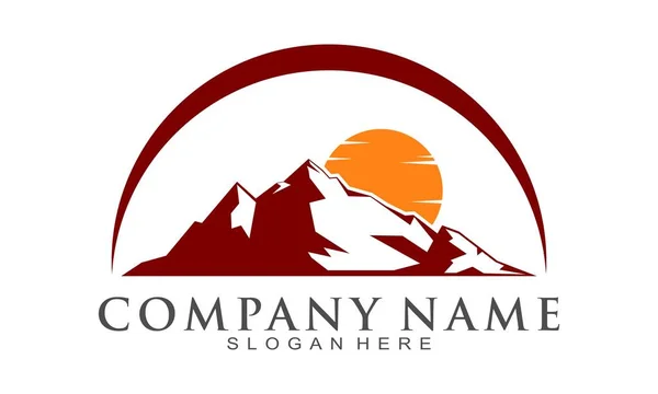 Red Mountain Sun Vector Logo — Stock Vector