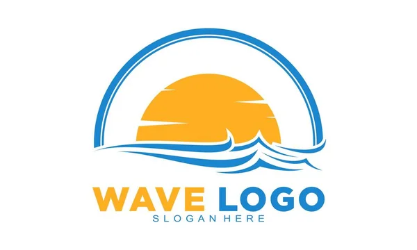 Sea Wave Sunset Illustration Vector Logo — Wektor stockowy