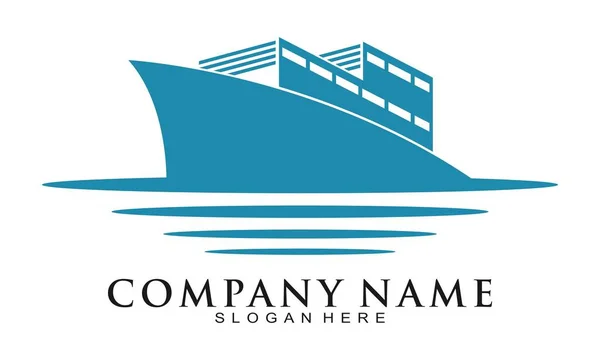 Navio Carga Logotipo Vetor Marítimo — Vetor de Stock