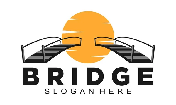 Δύο Γέφυρα Και Λογότυπο Διάνυσμα Ήλιο — Διανυσματικό Αρχείο