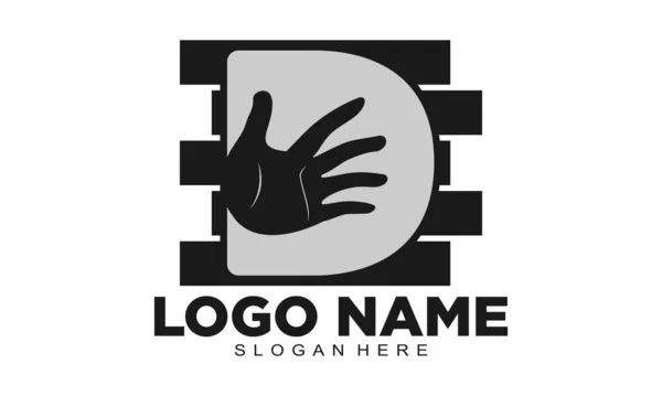 Alfabeto Com Logotipo Vetor Cuidado Mão — Vetor de Stock