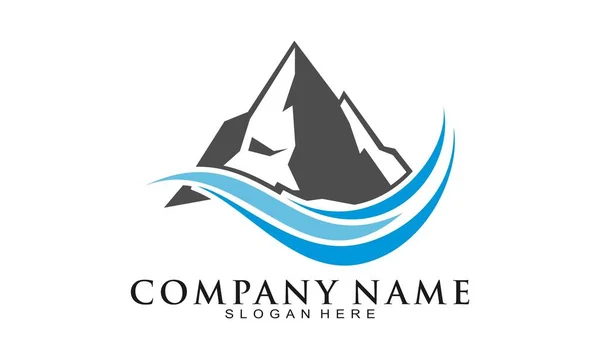 Logotipo Vetor Montanha Mar — Vetor de Stock