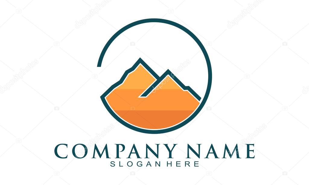 Luxury mountain illustration logo design