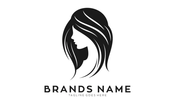 Жінка Довгим Волоссям Дизайну Логотипу Салону — стоковий вектор