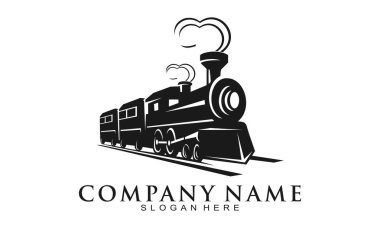 Eski tren illüstrasyon vektör logosu