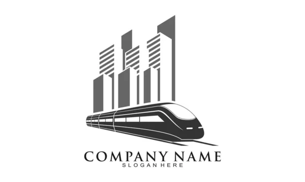 Trem Rápido Logotipo Vetor Construção Cidade — Vetor de Stock
