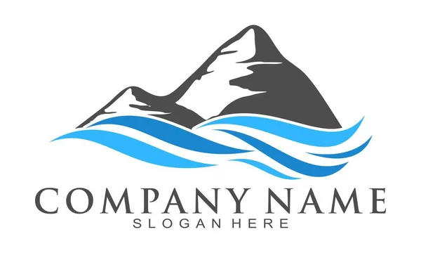 Dağ ve dalga illüstrasyon vektör logosu