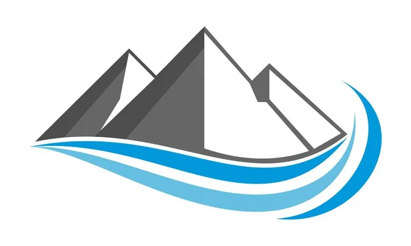 Triangle Mountain Wave Illustration Logo Design — Stock Vector