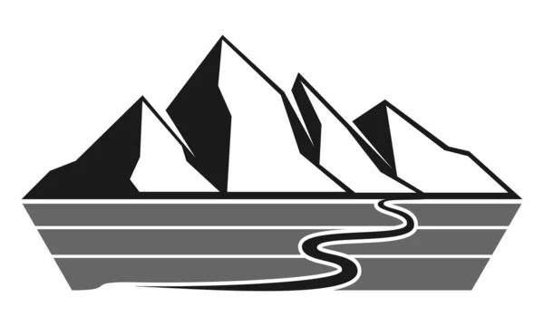 Conception Vectorielle Paysages Montagne Noirs — Image vectorielle
