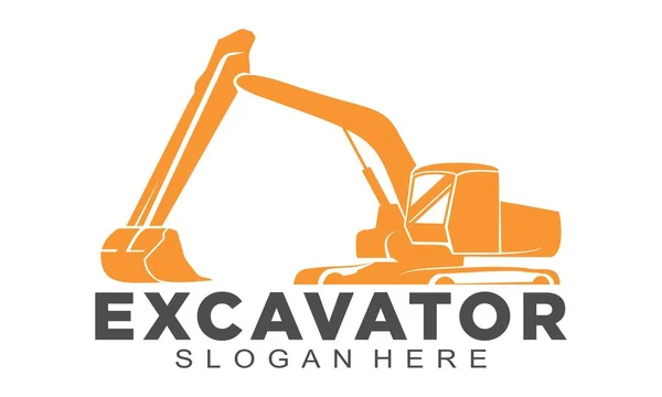 Yellow Excavator Illustration Logo Design — Stock Vector