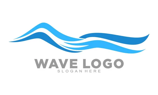 Mavi Deniz Dalgası Illüstrasyon Logosu Tasarımı — Stok Vektör