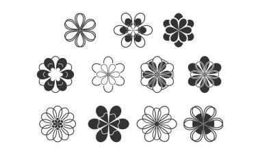 Çiçek kümesi illüstrasyon vektör tasarımı