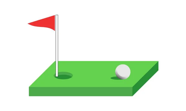 Golfbal Het Erf Met Rode Vlag Vector Ontwerp — Stockvector