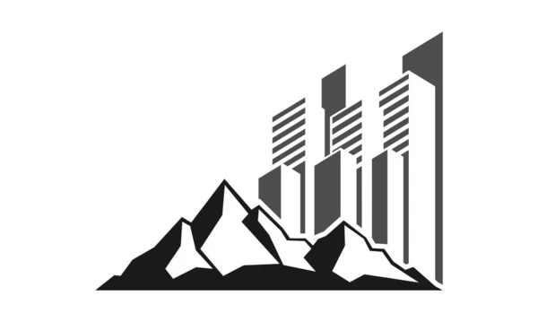 Logo Vectoriel Montagne Bâtiment — Image vectorielle