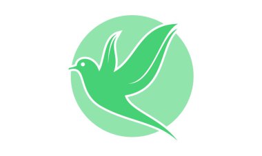 Yeşil kuş çizim vektör logosu