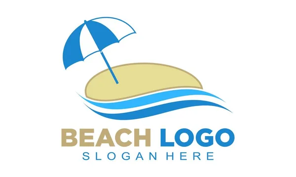 Playa Vacaciones Ilustración Vector Logo — Archivo Imágenes Vectoriales