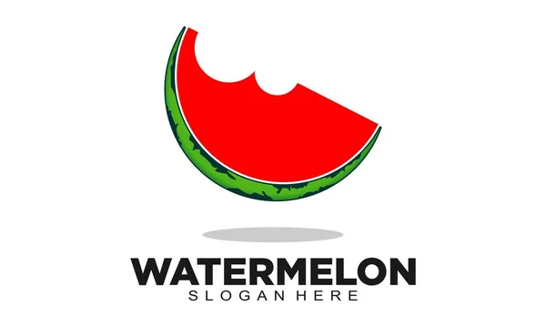 Bitten Wassermelone Illustration Vektor Logo — Stockvektor