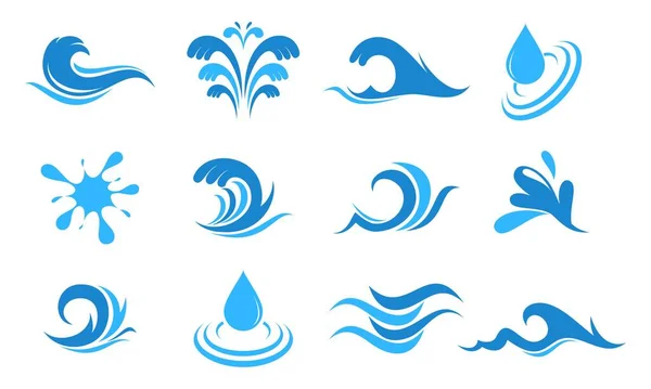 Mar Ola Agua Set Ilustración Vector Diseño — Vector de stock